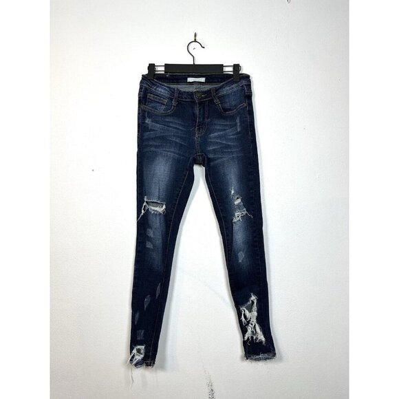 Machine Nouvelle Mode distressed‎ denim skinny stretch Jeans Ankle Size 3 / 27” - Picture 1 of 11